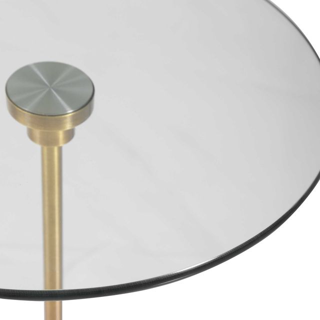 Uttermost® Portsmouth Glass Top Accent Table with Brushed Brass/White Base-3