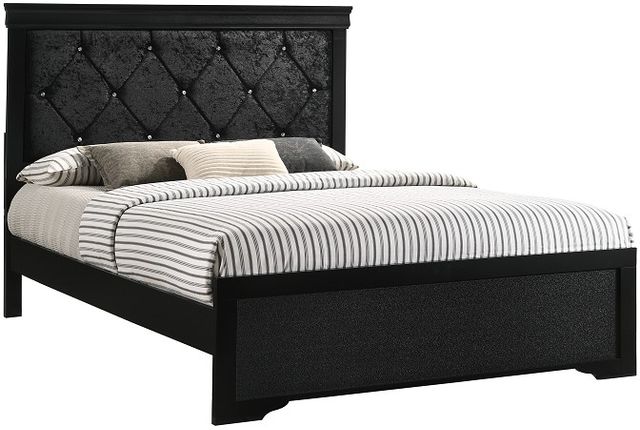 Crown Mark Amalia Black Full Upholstered Panel Bed-0
