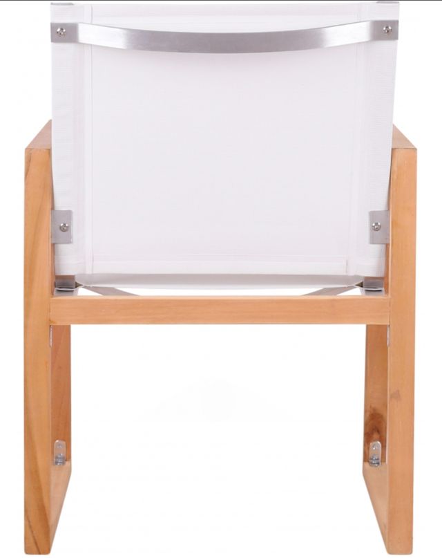Meridian Furniture Rio Natural Teak/Off-White Fabric/Wood Outdoor Dining Arm Chair-3