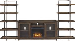 Signature Design by Ashley® Starmore 3-Piece Brown/Gunmetal Wall Unit with Electric Fireplace