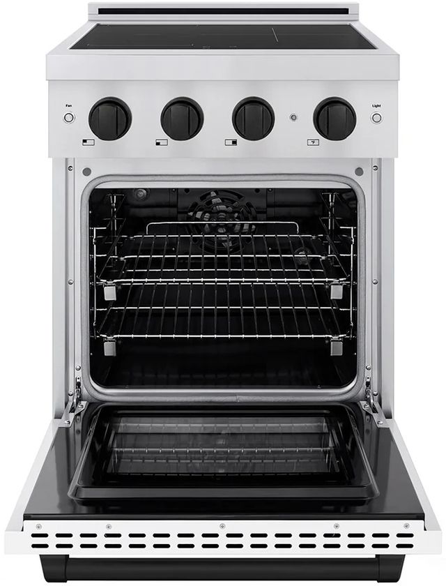 ZLINE Autograph Edition Paramount 24" Stainless Steel Pro Style Induction Range with White Matte Door and Matte Black Accents-1