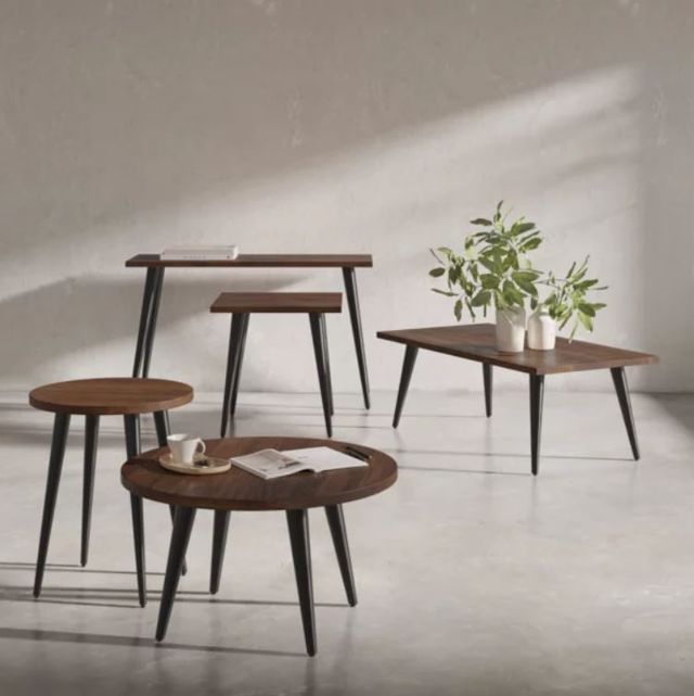 Jofran Inc. Prelude Walnut Round End Table with Black Base-1