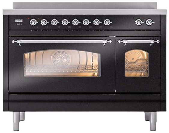 Ilve® Nostalgie II Series 48" Glossy Black Pro Style Induction Range-3