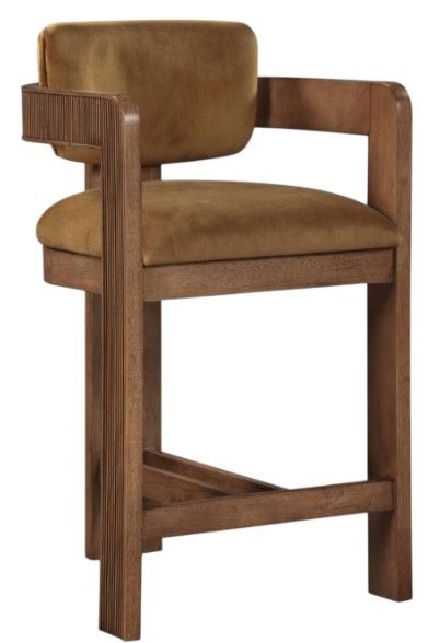 Meridian Furniture Sacha Saddle/Brown Upholstered Counter Stool-0