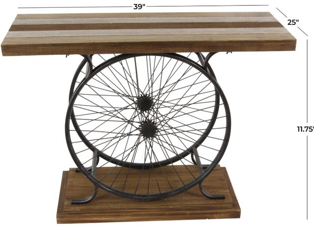 Deco Marche Brown Console Table with Black Base-3