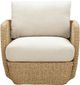 LH Home Siesta Natural Wicker Outdoor Club Chair with Beige Olefin Fabric Cushions-3