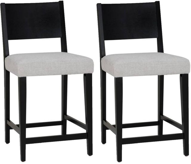 Powell® Cosgrove 2-Piece Black/Light Gray Upholstered Counter Stool Set-0