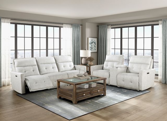 Homelegance® Salida White Double Power Reclining Loveseat with Center Console and Power Headrests-1