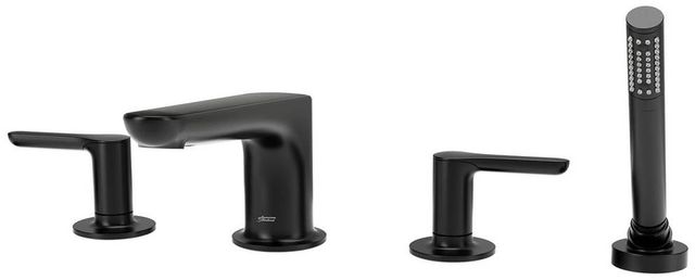 American Standard Studio® S Matte Black Deck Mounted Roman Tub Filler with Hand Shower-0