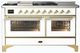 Ilve® Majestic III 60" White Pro Style Dual Fuel Natural Gas Range with French Top and Brass Trim-0