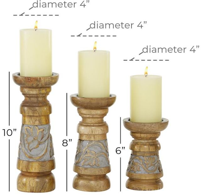 Deco Marche 3-Piece Brown Decorative Candle Holder Set-2