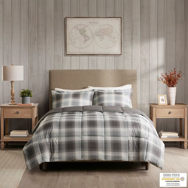 Olliix by Woolrich Woodsman Grey King Softspun Down Alternative Comforter Mini Set-4