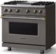 Viking® 5 Series 36" Damascus Gray Pro Style Gas (NG) Range with Brushed Brass Trim-2