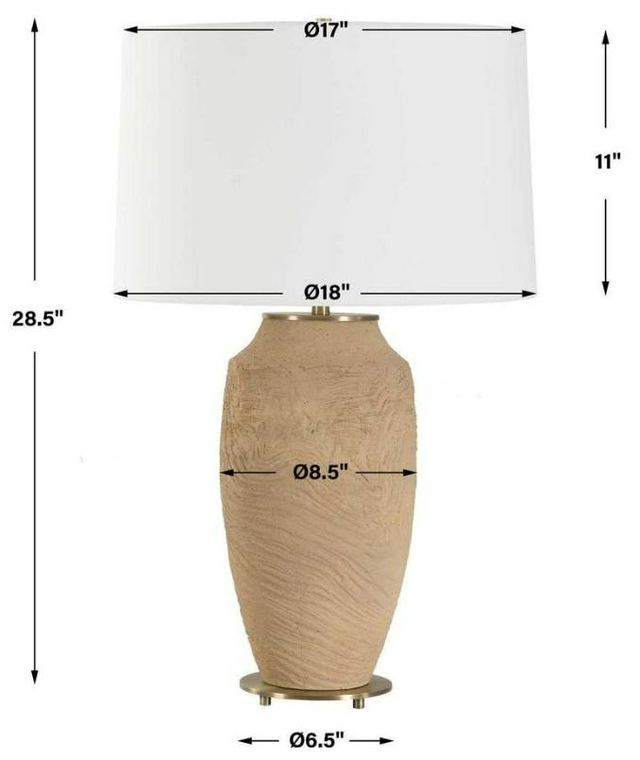 Uttermost® Sandstone Flow Brown Terracotta Table Lamp with Brass Accent-2