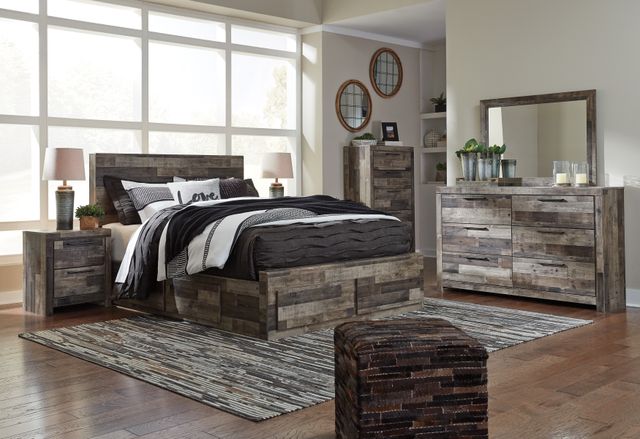 Benchcraft® Derekson 6-Piece Multi Gray Queen/Full Panel Headboard Bedroom Set-5