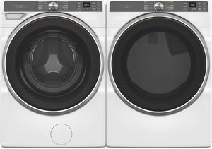 Front view of the Whirlpool® White Front Load Laundry Pair