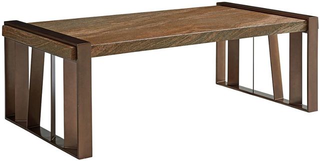 Lexington Home Zavala Intersect Brazilian Gold Cocktail Table with Brown Base-0