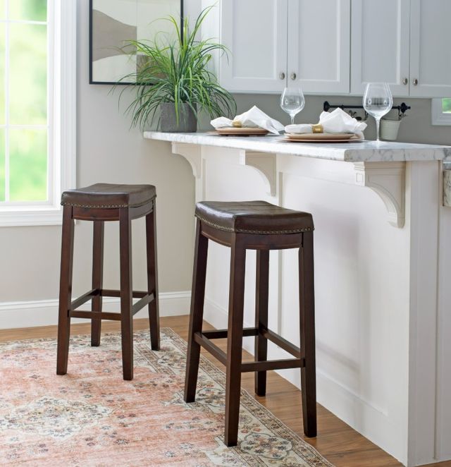 Linon Claridge 2-Piece Mottled Brown Bar Stool Set-1
