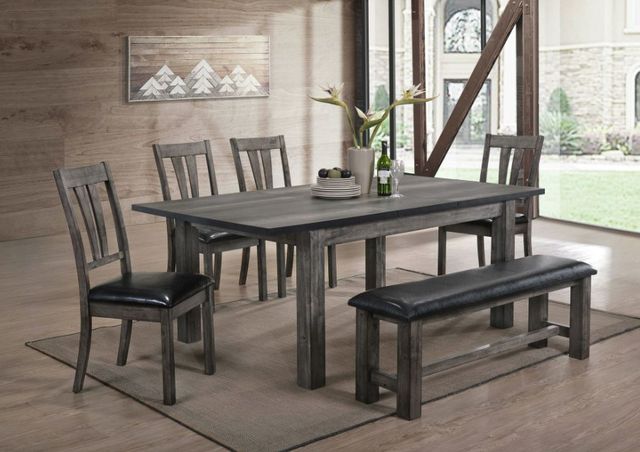 Elements International Nathan 6-Piece Black/Gray Dining Set-1