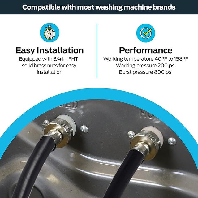 Eastman 5 Foot Rubber Washer Hoses (2 Pack)-4