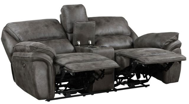 Homelegance® Proctor Gray Power Double Reclining Loveseat with Center Console-3