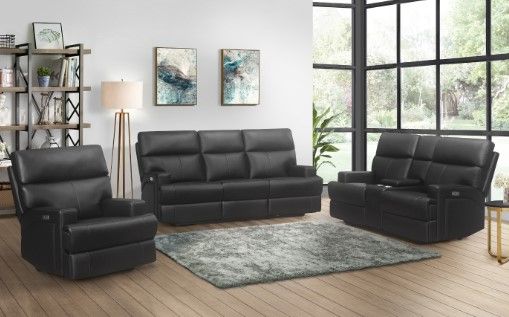 Mazin Furniture Sethos Black Power Reclining Sofa-3