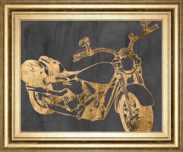 Classy Art Black/Gold Motorcycle Bling I by Jennifer Goldberger Framed Print Wall Art-0