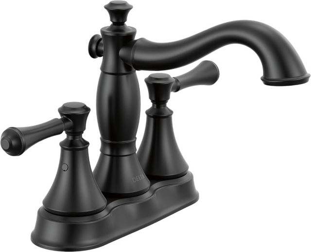 Delta Cassidy® Matte Black 2-Handle Centerset Bathroom Faucet with Drain-0