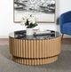 StyleCraft Black Glass Top Coffee Table with Natural Base-4