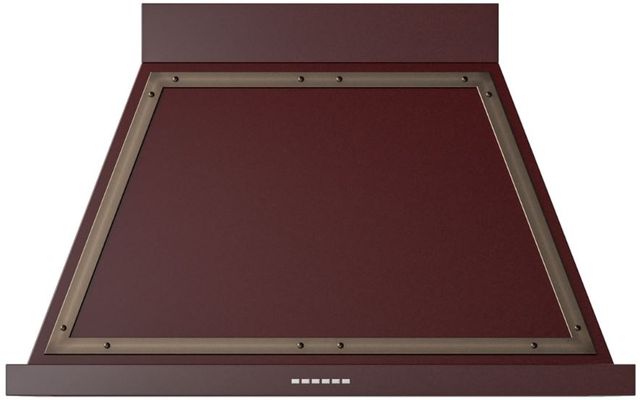Ilve® Nostalgie II Noblesse 40" Burgundy Wall Mounted Range Hood with Burnished Trim-0