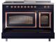 Ilve® Nostalgie II Noblesse 48'' Midnight Blue Pro Style Dual Fuel Range with Copper Trim-3