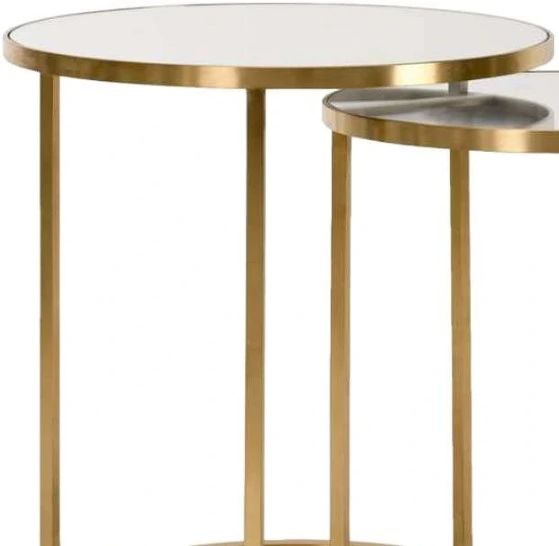 Decor-Rest® Furniture LTD Bali 2-Piece Mirrored Top Nesting Side Table Set with Brushed Gold Base-1