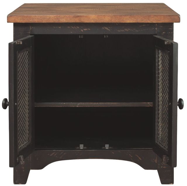 Signature Design by Ashley® Valebeck Light Brown End Table with Rustic Black Base-4