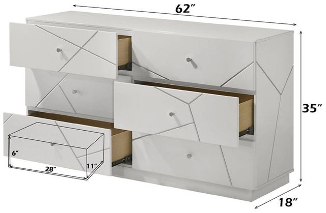 ACME Furniture Esther White/Silver High Gloss Dresser-2