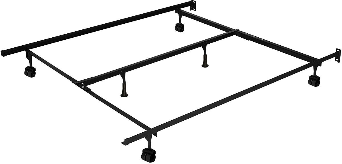 Beaudoin Black Queen Traditional Interlock Bed Frame with Casters and Glides