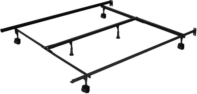 Beaudoin Black Queen Traditional Interlock Bed Frame with Casters and Glides-0
