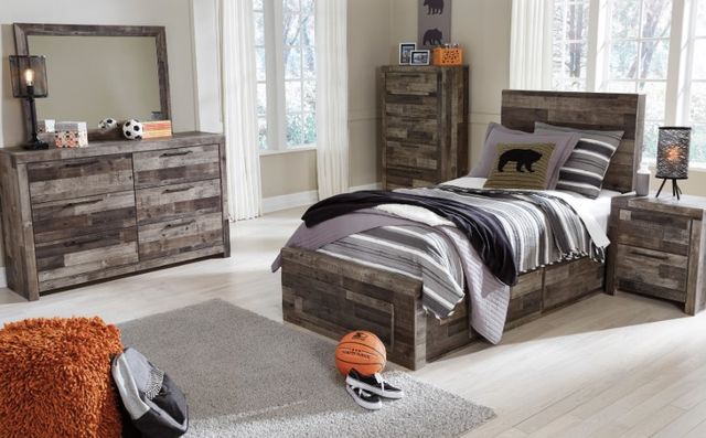 Benchcraft® Derekson 2-Piece Multi Gray Twin Panel Bed Bedroom Set-3