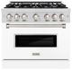 ZLINE Classic 36" Stainless Steel Pro Style Gas Range with White Matte Door-0