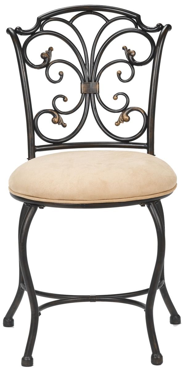HH2 Home Sparta Beige/Black Gold Vanity Stool-0