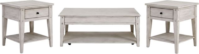Liberty Furniture Lake House 3-Piece Weathered White Optional Occasional Table Set-0