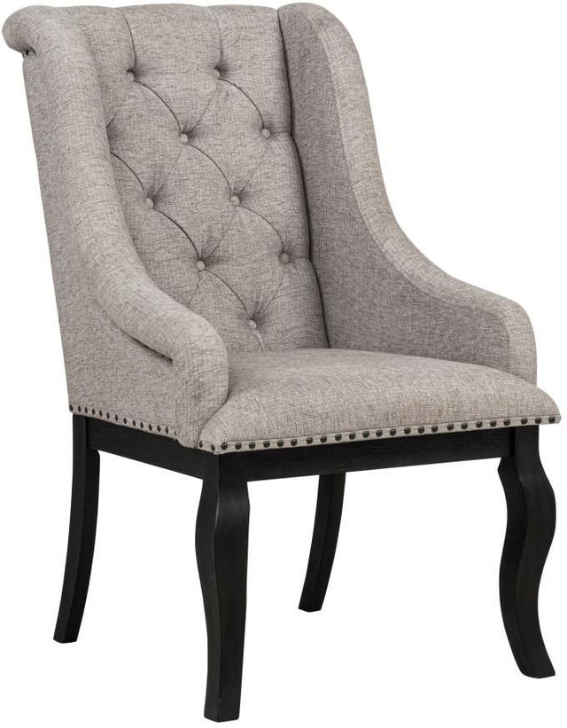 Coaster® Phelps 2-Piece Distressed Noir/Tan Upholstered Dining Arm Chair Set-3