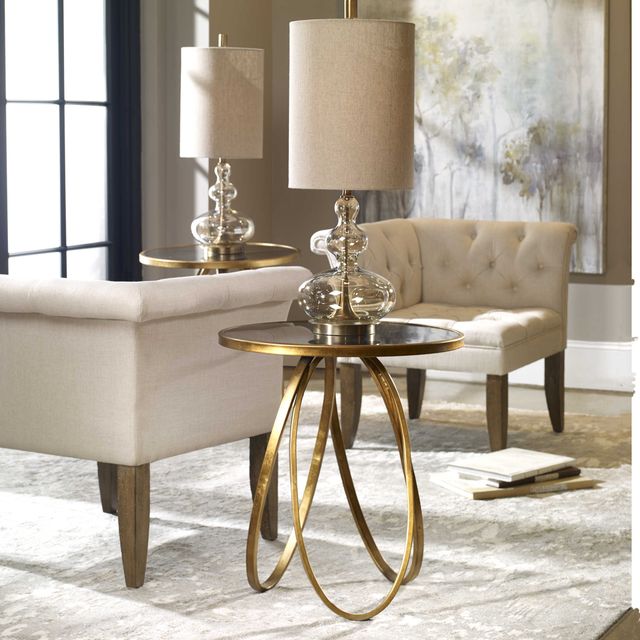 Uttermost® Montrez Mirror Top Accent Table with Gold Base-1