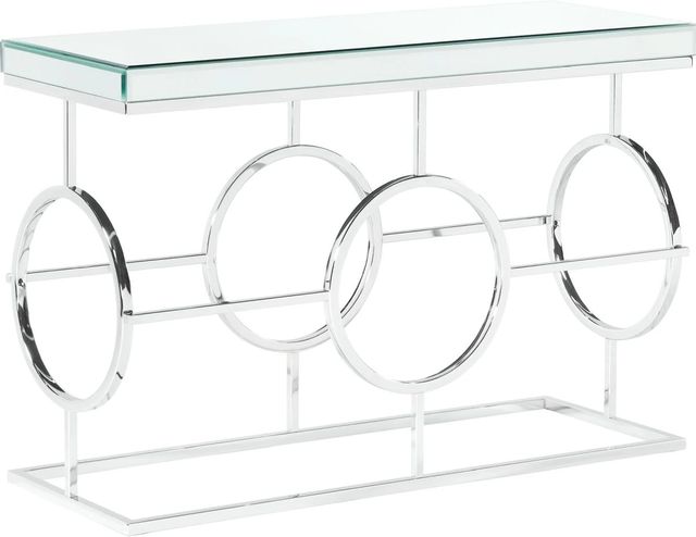 Elements International Pearl Glass Top Sofa Table with Chrome Base-0