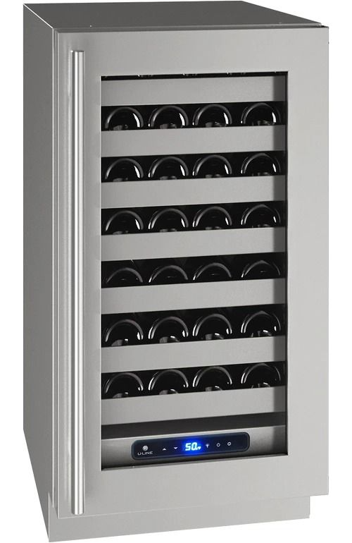 U-Line 5 Class Collection 18” 3.7 Cu. Ft. Stainless Steel Wine Cooler with Reversible Hinge Glass Door