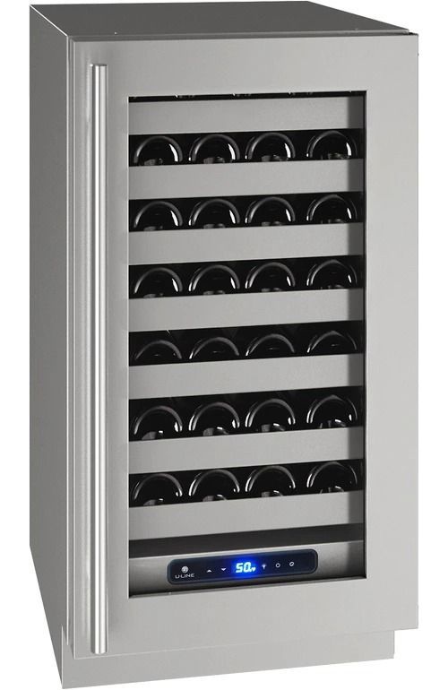 U-Line 5 Class Collection 18” 3.7 Cu. Ft. Stainless Steel Wine Cooler with Reversible Hinge Glass Door-0