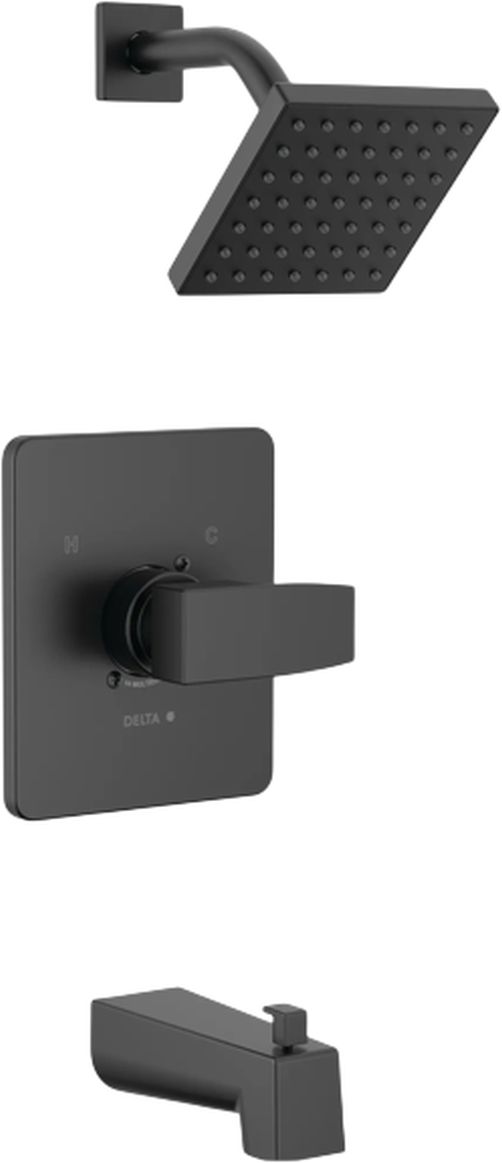 Delta Modern Monitor 14 Series 16" Matte Black Tub and Shower Trim-0