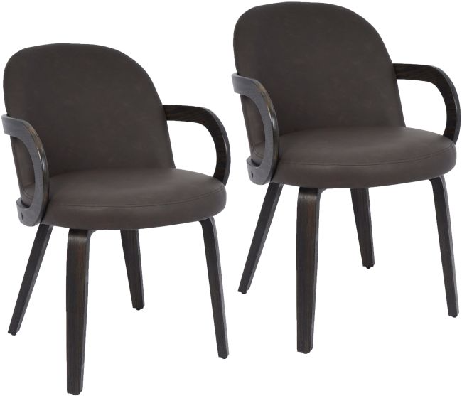 Worldwide Homefurnishings Inc. Celest 2-Piece Brown/Dark Walnut Dining Arm Chair Set
