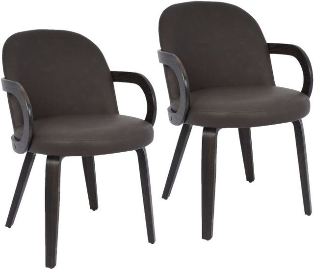 Worldwide Homefurnishings Inc. Celest 2-Piece Brown/Dark Walnut Dining Arm Chair Set-0
