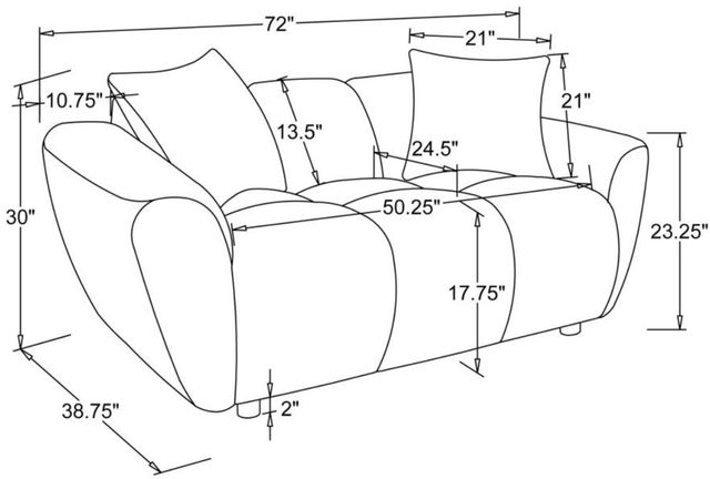Coaster® Destino Greige Upholstered Splayed Arm Loveseat-3