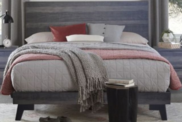 American Wholesale Furniture Mid Century Gray Twin Panel Bed-0